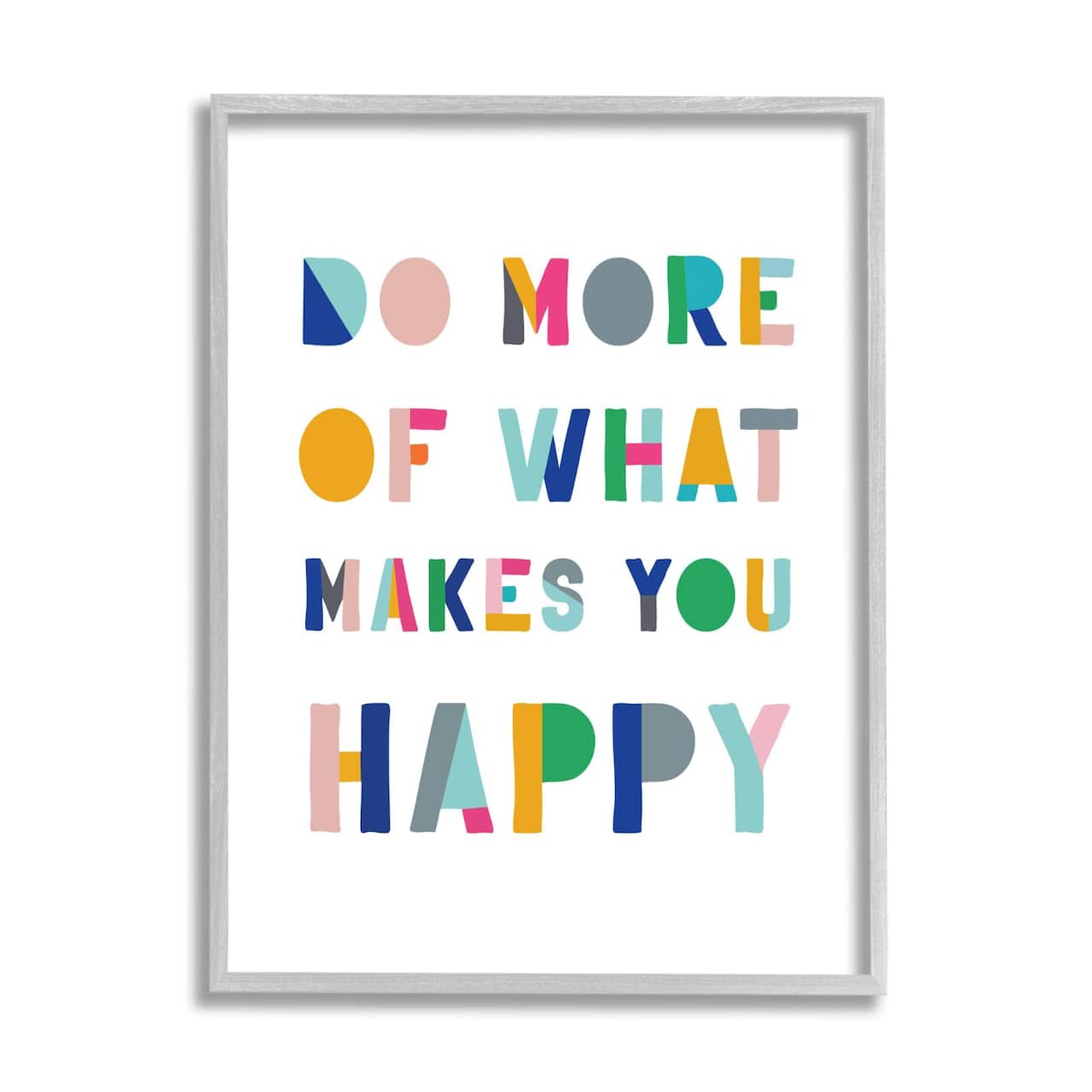 Stupell Industries What Makes You Happy Phrase Kids' Block Typography Framed Wall Art